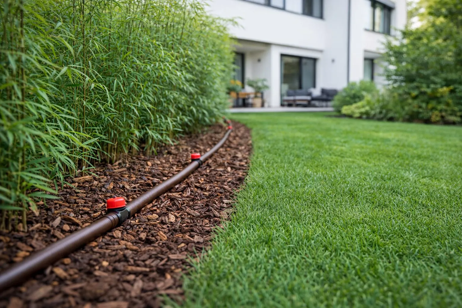 Pose d'un réseau d'arrosage enterré dans un jardin à Pérols